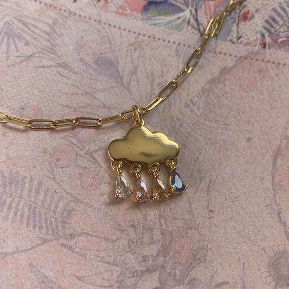 Marshmallow Moon Jewelry - Dopamine Drops Gold Rain Cloud Necklace